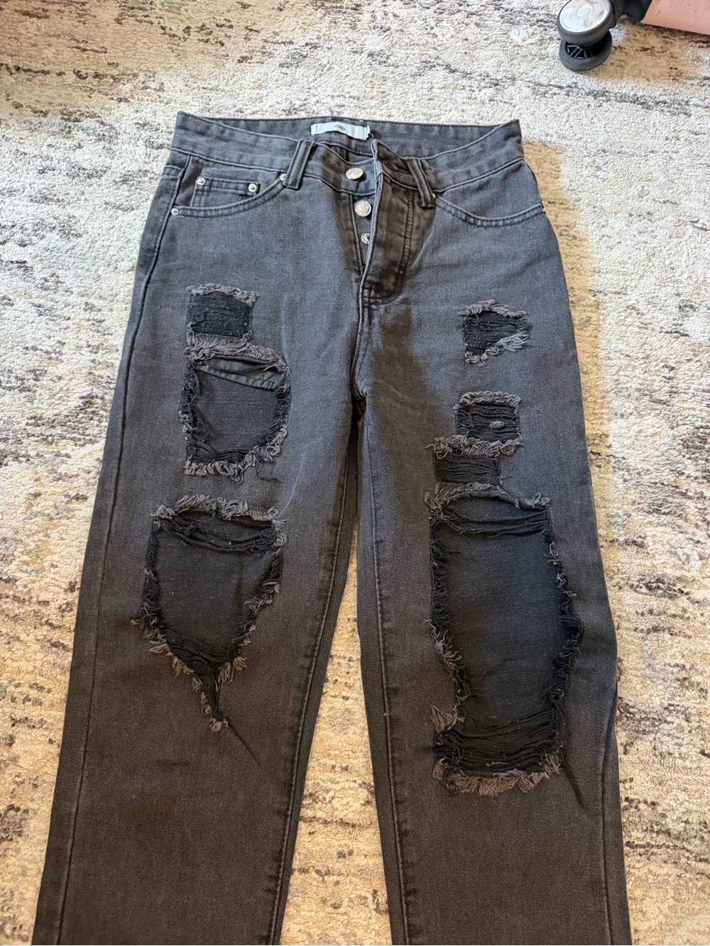 Black Distressed Ripped Jeans
